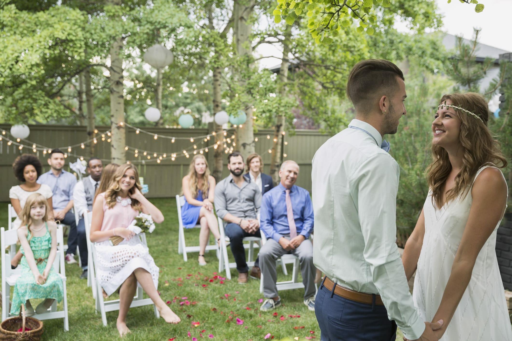 happy couple at a micro wedding where they are saving money