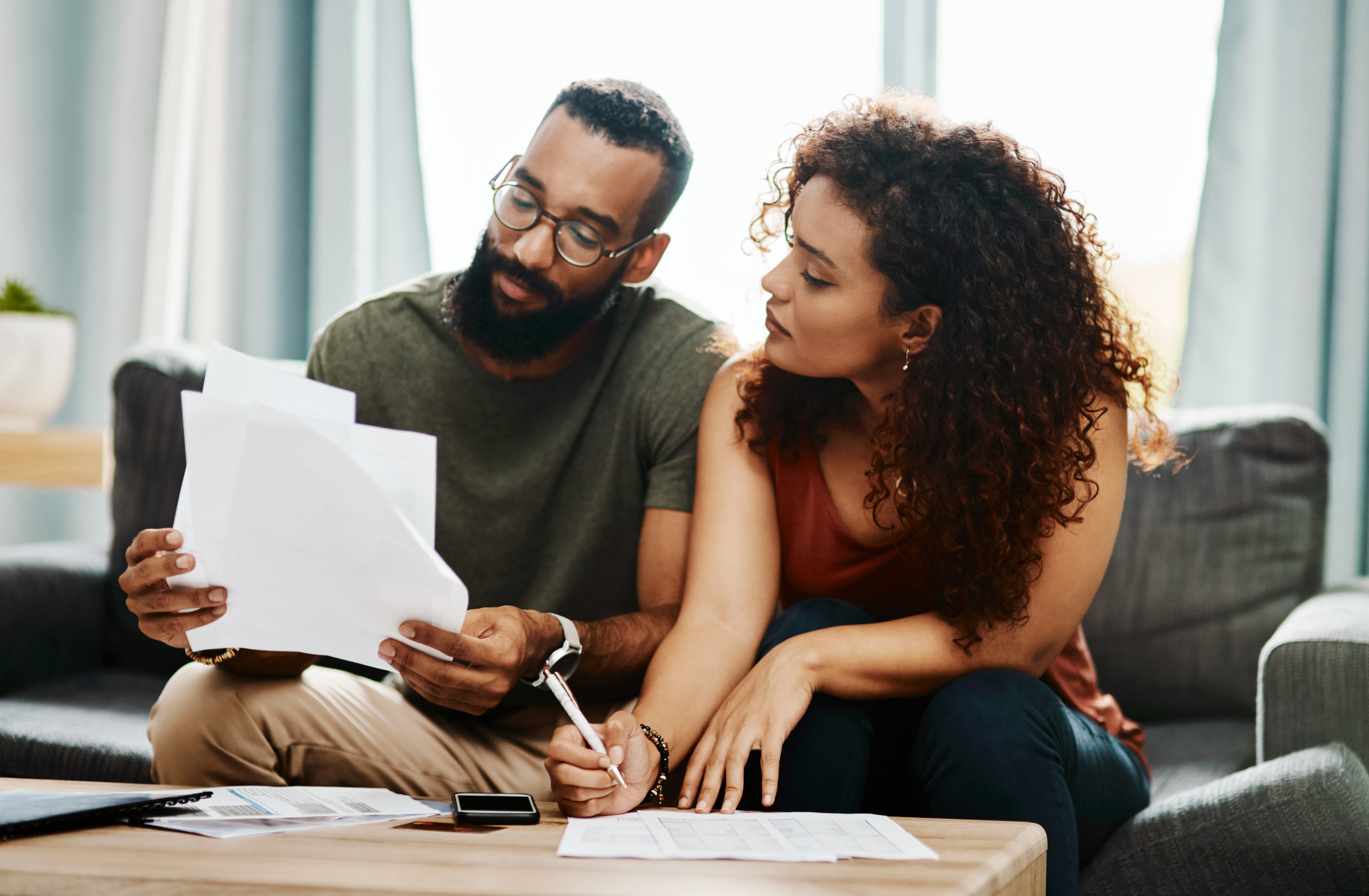 Newlyweds filing taxes together for the first time